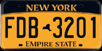 NY license plate FDB3201