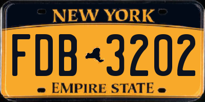 NY license plate FDB3202
