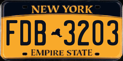 NY license plate FDB3203