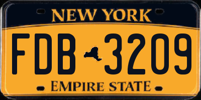 NY license plate FDB3209