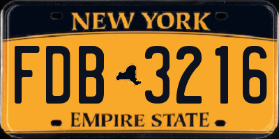 NY license plate FDB3216