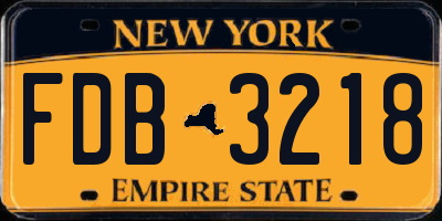 NY license plate FDB3218