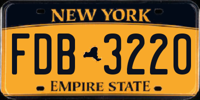 NY license plate FDB3220