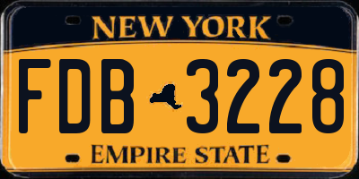 NY license plate FDB3228