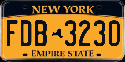 NY license plate FDB3230