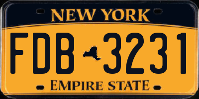 NY license plate FDB3231