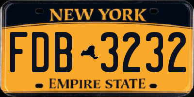 NY license plate FDB3232
