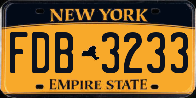 NY license plate FDB3233