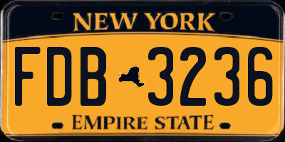 NY license plate FDB3236