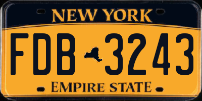 NY license plate FDB3243