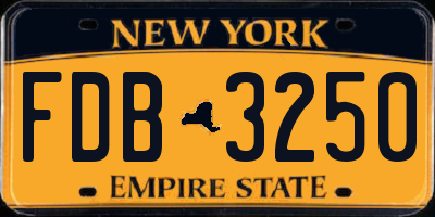 NY license plate FDB3250