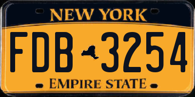 NY license plate FDB3254