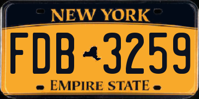 NY license plate FDB3259