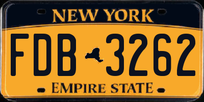 NY license plate FDB3262