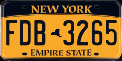 NY license plate FDB3265