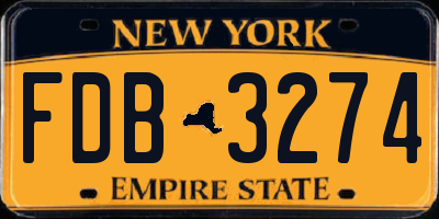 NY license plate FDB3274
