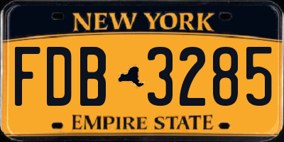 NY license plate FDB3285