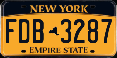 NY license plate FDB3287