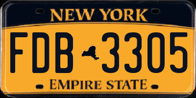 NY license plate FDB3305