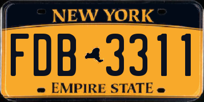 NY license plate FDB3311
