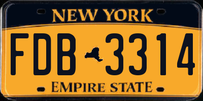 NY license plate FDB3314