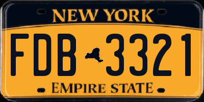 NY license plate FDB3321