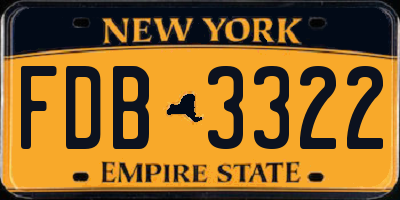 NY license plate FDB3322