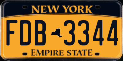 NY license plate FDB3344
