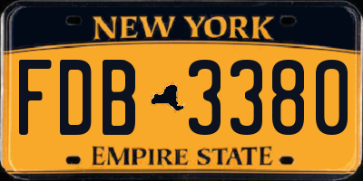 NY license plate FDB3380