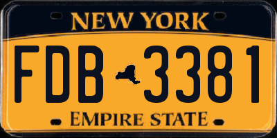 NY license plate FDB3381