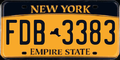 NY license plate FDB3383