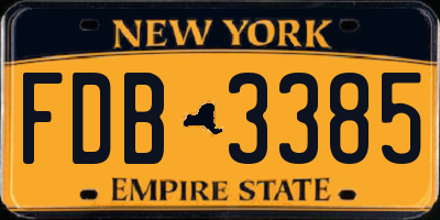 NY license plate FDB3385