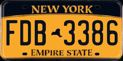 NY license plate FDB3386