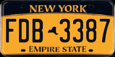 NY license plate FDB3387