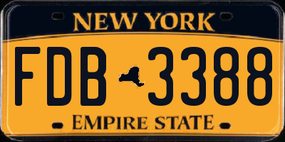 NY license plate FDB3388