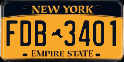 NY license plate FDB3401