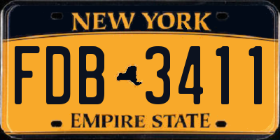 NY license plate FDB3411