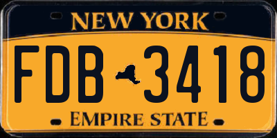 NY license plate FDB3418