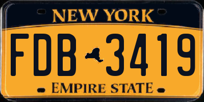 NY license plate FDB3419