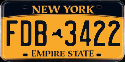NY license plate FDB3422