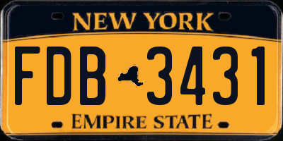 NY license plate FDB3431