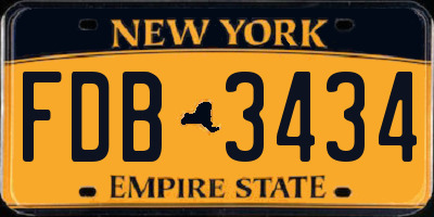 NY license plate FDB3434