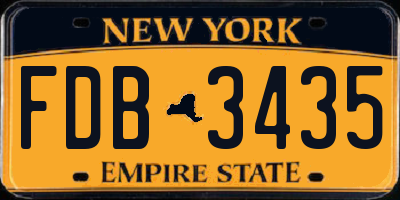 NY license plate FDB3435