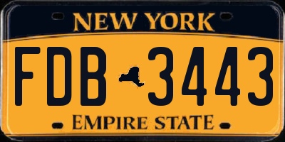 NY license plate FDB3443