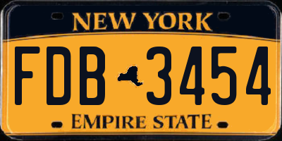 NY license plate FDB3454