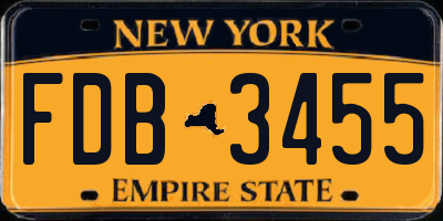 NY license plate FDB3455