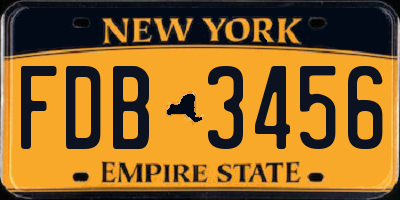 NY license plate FDB3456