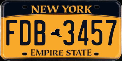 NY license plate FDB3457