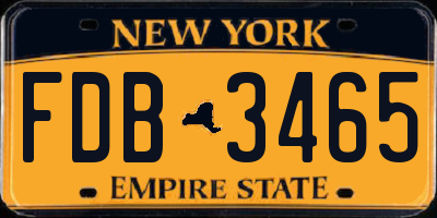 NY license plate FDB3465