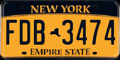 NY license plate FDB3474